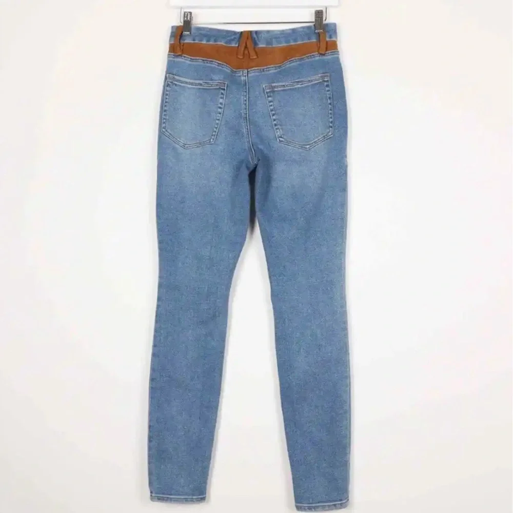 Good American Suede Mixing Skinny Jeans Size 4/27 Faux Vegan Western Cowgirl
